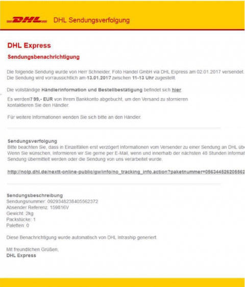 DHL Phishing Mail